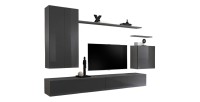 Ensemble meuble salon SWITCH II design, coloris gris brillant.