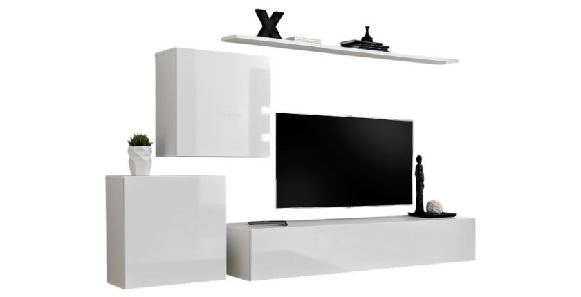 Wand-Salonmöbel-Set SWITCH V im Design, Farbe Hochglanz Weiß.