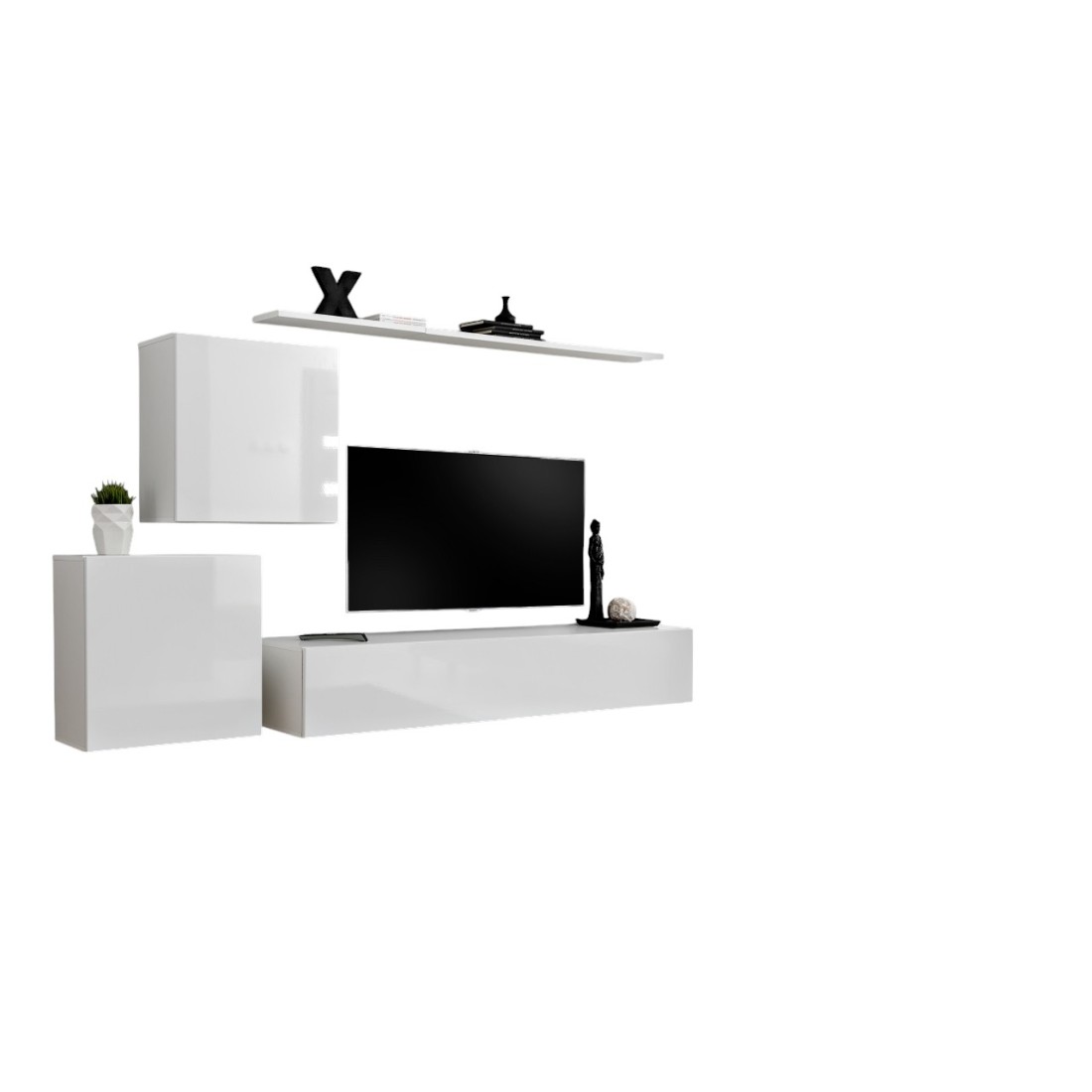 Wand-Salonmöbel-Set SWITCH V im Design, Farbe Hochglanz Weiß.