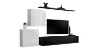 Ensemble meuble salon SWITCH V design, coloris noir et blanc brillant.
