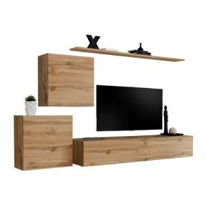 Ensemble meuble salon SWITCH V design, coloris chêne Wotan.