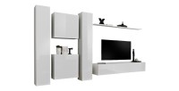 Ensemble meuble salon SWITCH VI design, coloris blanc brillant.