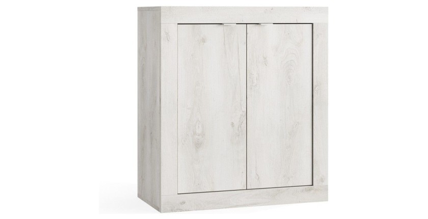 Meuble de rangement CISA – 2 portes, 2 étagères – Chêne gris – Design moderne