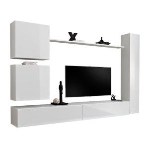 Ensemble meuble salon SWITCH VIII design, coloris blanc brillant.