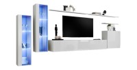 Ensemble meuble salon mural SWITCH XI design, coloris blanc brillant.