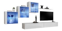 Ensemble meubles de salon SWITCH XX design, coloris blanc brillant.