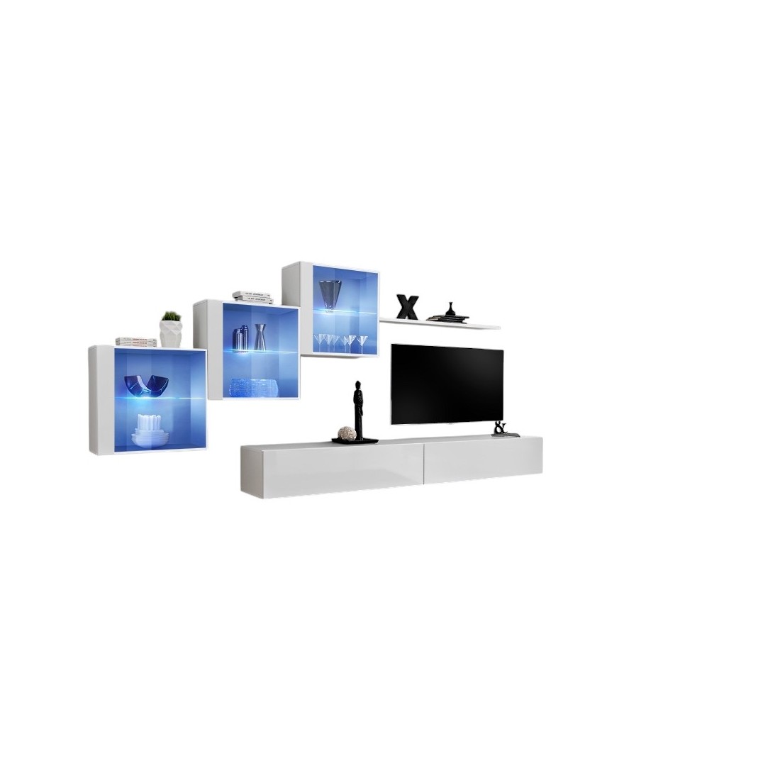 Ensemble meubles de salon SWITCH XX design, coloris blanc brillant.