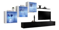 Ensemble meubles de salon SWITCH XX design, coloris noir et blanc brillant.