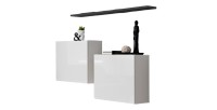 Ensemble meubles de salon SWITCH SBI design, coloris blanc brillant et étagère grise.