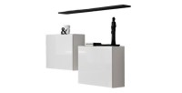 Ensemble meubles de salon SWITCH SBI design, coloris blanc brillant et étagère noir.