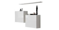 Composition murale SWITCH SBI – Cubes suspendus et étagère – Blanc brillant – Design moderne