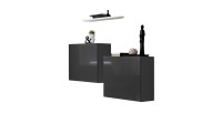 Ensemble meubles de salon SWITCH SBI design, coloris gris brillant et étagère blanche.