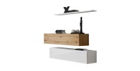 Ensemble meubles de salon SWITCH SBII design, coloris blanc brillant et chêne Wotan.