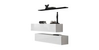 Ensemble meubles de salon SWITCH SBII design, coloris blanc brillant et étagère noire.