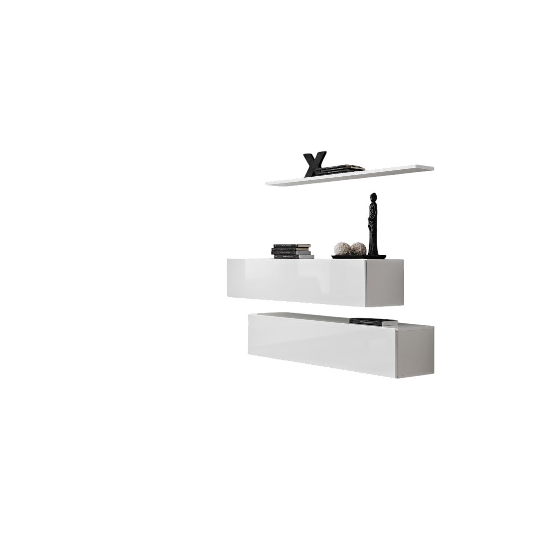Ensemble meubles de salon SWITCH SBII design, coloris blanc brillant.