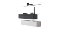 Ensemble meubles de salon SWITCH SBII design, coloris blanc et gris brillant.