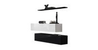 Ensemble meubles de salon SWITCH SBII design, coloris noir et blanc brillant.