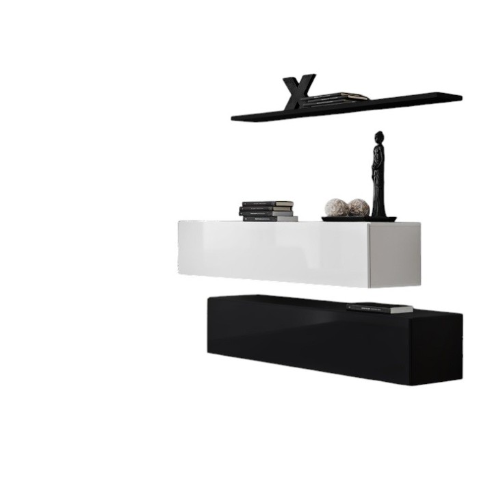 Ensemble meubles de salon SWITCH SBII design, coloris noir et blanc brillant.