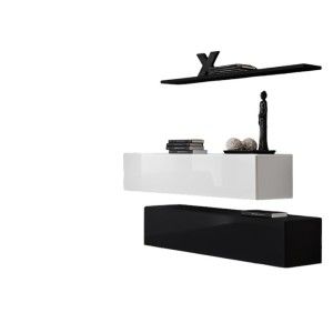 Ensemble meubles de salon SWITCH SBII design, coloris noir et blanc brillant.