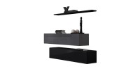 Ensemble meubles de salon SWITCH SBII design, coloris noir et gris brillant.