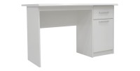 Bureau droit de la collection PRAGUE un tiroir et une porte coloris blanc