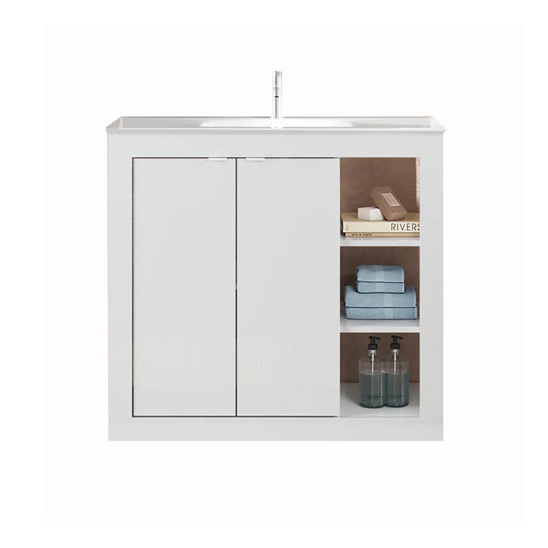 Mobile bagno VIENNA – 1 lavabo – 2 porte – Bianco lucido – Design elegante e funzionale