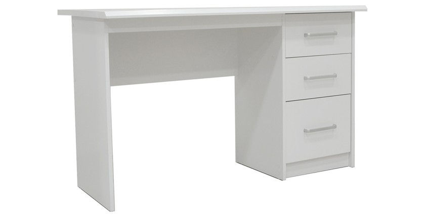 Bureau droit PRAGUE – 3 tiroirs – Coloris blanc – Design moderne et fonctionnel