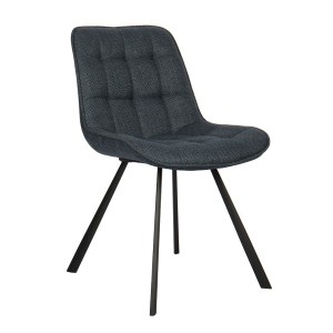 Set di due sedie da salotto in tessuto blu scuro, collezione PALMA. Struttura metallica nera.