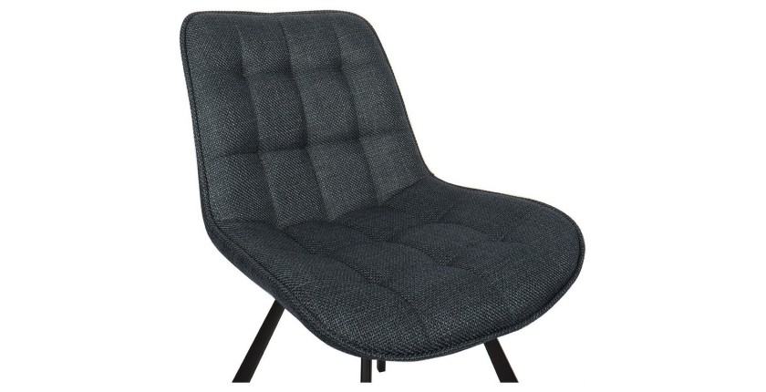 Set di due sedie da salotto in tessuto blu scuro, collezione PALMA. Struttura metallica nera.