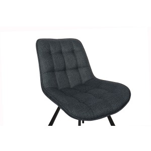 Set di due sedie da salotto in tessuto blu scuro, collezione PALMA. Struttura metallica nera.