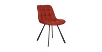 Lot de deux chaises de salon en tissu coloris rouge collection PALMA. Structure métallique noir