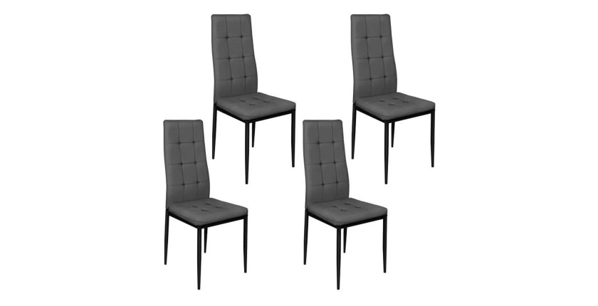 Lot de 4 chaises GEORGES – Coloris gris – Élégance et confort pour votre salle à manger