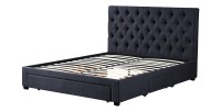 Bed met 3 laden INIT - 160x200 cm - Kleur grijs - Lattenbodem inbegrepen - Modern en functioneel ontwerp
