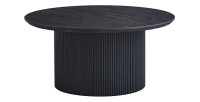 Table basse VAGOS – Effet bois brun foncé – Ronde – Diamètre 80 cm – Design élégant et robuste