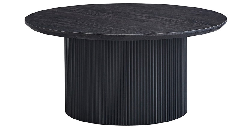 Table basse VAGOS – Effet bois brun foncé – Ronde – Diamètre 80 cm – Design élégant et robuste