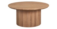 Table basse VAGOS – Effet chêne vieilli – Ronde – Diamètre 80 cm – Design authentique et robuste