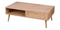 Mesa baja ALTA de roble claro - Diseño escandinavo y almacenamiento práctico