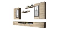 Composition XL de 8 meubles design pour salon couleur chêne et gris anthracite collection CONNOR