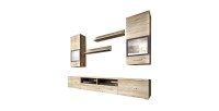 Composition de 5 meubles design pour salon couleur chêne et gris anthracite collection CONNOR