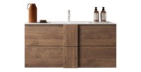 Meuble de salle de bain suspendu FRASSI – 1 vasque, 2 tiroirs – 101 cm – Coloris chêne clair