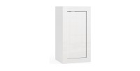 Meuble de rangement CISA – 1 porte, 2 étagères – Blanc laqué brillant – Design moderne