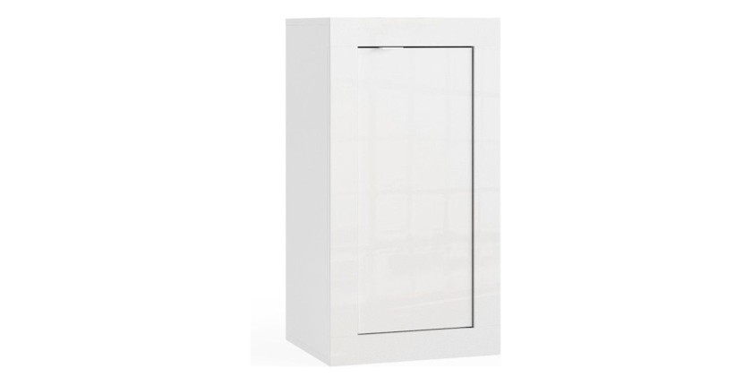 Meuble de rangement CISA – 1 porte, 2 étagères – Blanc laqué brillant – Design moderne