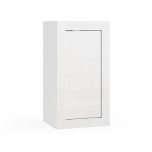 Meuble de rangement CISA – 1 porte, 2 étagères – Blanc laqué brillant – Design moderne