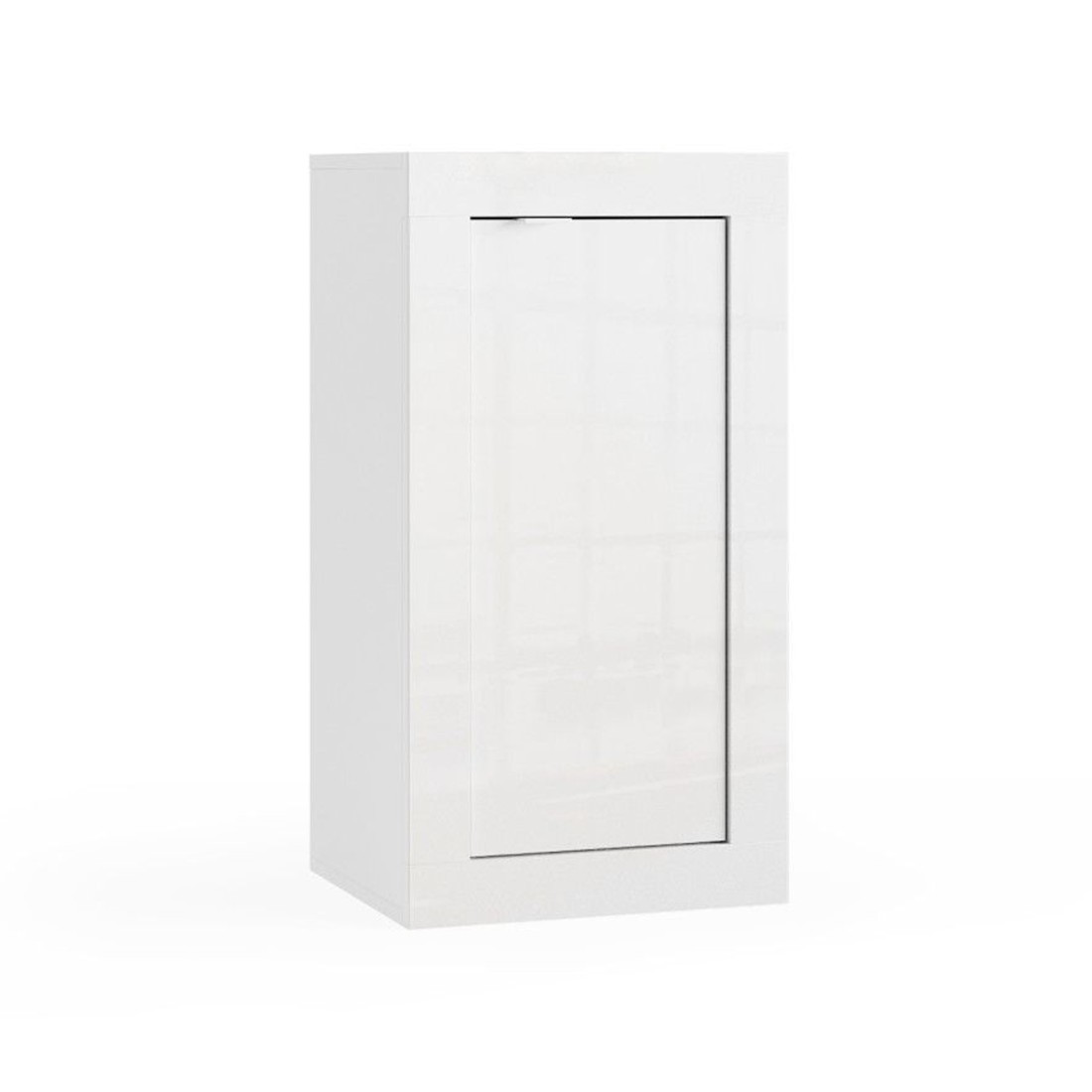 Meuble de rangement CISA – 1 porte, 2 étagères – Blanc laqué brillant – Design moderne