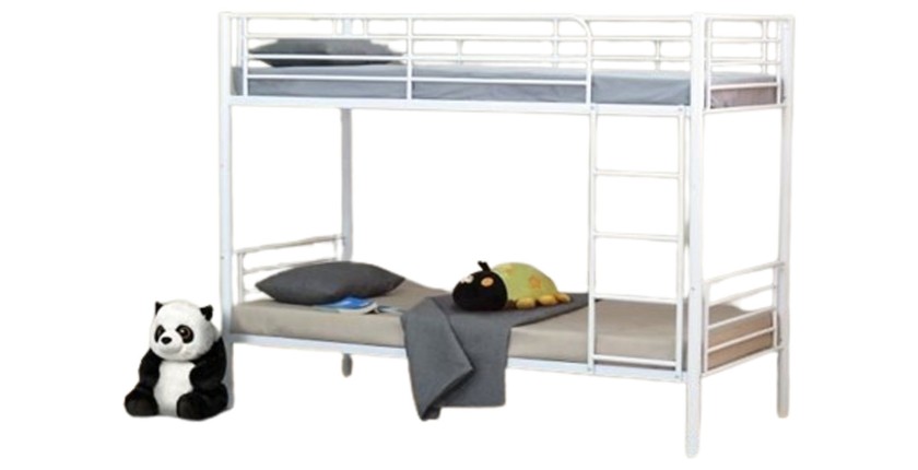 Lit superposé ou côte à côte LUCIE – 90x200 cm – Métal blanc – Design pratique et modulable