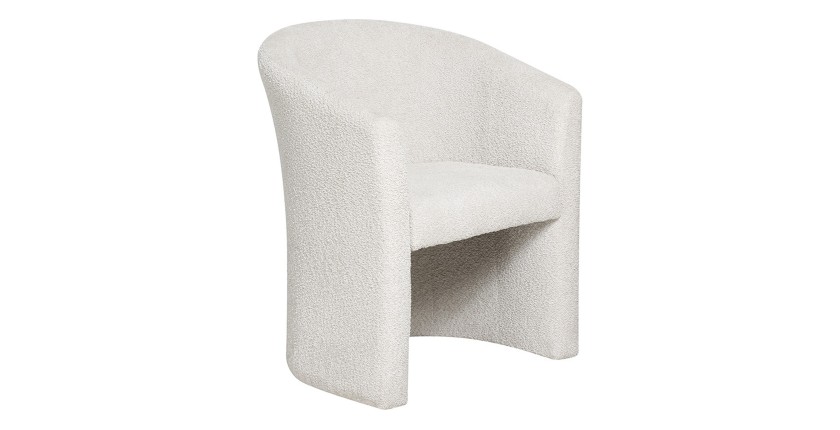 Fauteuil de salon KYOTO – Confortable en tissu bouclé blanc – Design moderne et élégant