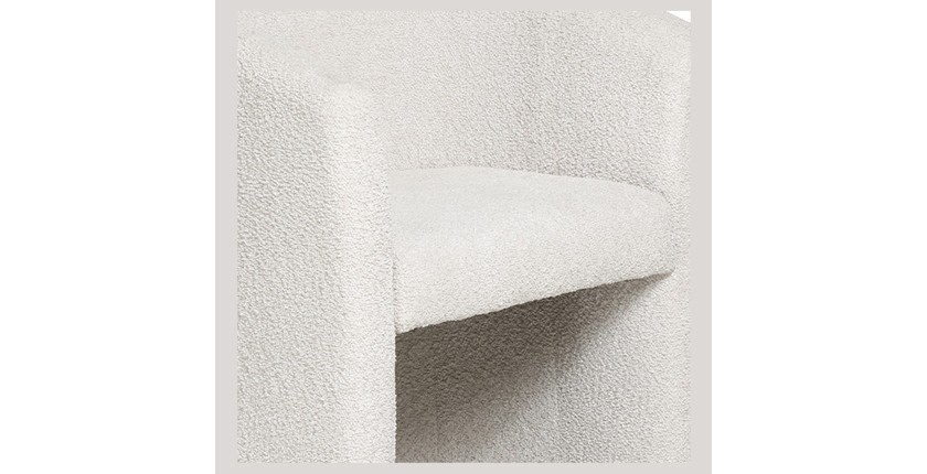 Fauteuil de salon KYOTO – Confortable en tissu bouclé blanc – Design moderne et élégant