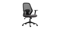 Chaise de bureau JANE – Tissu filet noir et gris – Confort et modernité pour votre espace de travail