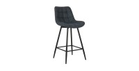 Lot de 2 tabourets de bar style vintage en tissu coloris bleu foncé collection ALTO