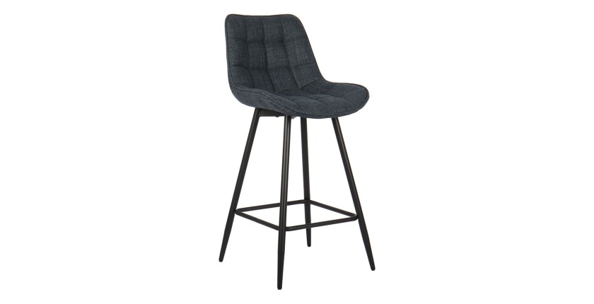 Lot de 2 tabourets de bar style vintage en tissu coloris bleu foncé collection ALTO
